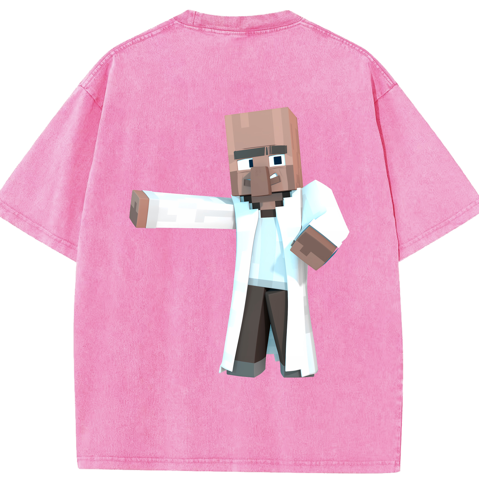 （画像用） マインクラフト ブロックの世界 Minecraft MC Block world 綿100% ヴィンテージ風 半袖Tシャツ（背面プリント）